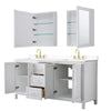 Custom image for White with Brushed Gold Trim / White Cultured Marble / Medicine Cabinets