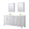 Custom image for White with Brushed Gold Trim / White Cultured Marble / Medicine Cabinets