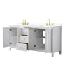 Custom image for White with Brushed Gold Trim / White Cultured Marble / No Mirror