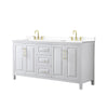Custom image for White with Brushed Gold Trim / White Cultured Marble / No Mirror