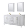 Custom image for White with Brushed Gold Trim / White Quartz / Medicine Cabinets