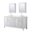 Custom image for White with Brushed Gold Trim / White Quartz / Medicine Cabinets