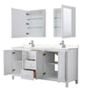 Custom image for White with Polished Chrome Trim / Carrara Cultured Marble / Medicine Cabinets