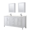 Custom image for White with Polished Chrome Trim / Carrara Cultured Marble / Medicine Cabinets