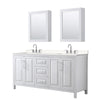 Custom image for White with Polished Chrome Trim / Carrara Cultured Marble / Medicine Cabinets