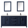 Custom image for Dark Blue with Matte Black Trim / Carrara Cultured Marble / Medicine Cabinets