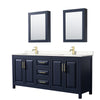 Custom image for Dark Blue with Brushed Gold Trim / Carrara Cultured Marble / Medicine Cabinets