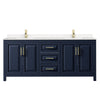 Custom image for Dark Blue with Brushed Gold Trim / Carrara Cultured Marble / No Mirror