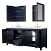 Custom image for Dark Blue with Brushed Gold Trim / Carrara Cultured Marble / Medicine Cabinets