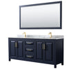Custom image for Dark Blue with Brushed Gold Trim / White Carrara Marble / 70