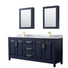 Custom image for Dark Blue with Brushed Gold Trim / White Carrara Marble / Medicine Cabinets