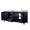 Custom image for Dark Blue with Brushed Gold Trim / White Carrara Marble / No Mirror