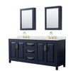 Custom image for Dark Blue with Brushed Gold Trim / Giotto Quartz / Medicine Cabinets