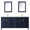Custom image for Dark Blue with Brushed Gold Trim / White Cultured Marble / Medicine Cabinets