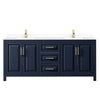 Custom image for Dark Blue with Brushed Gold Trim / White Cultured Marble / No Mirror