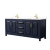 Custom image for Dark Blue with Brushed Gold Trim / White Cultured Marble / No Mirror