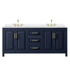 Custom image for Dark Blue with Brushed Gold Trim / White Quartz / No Mirror