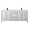 Custom image for White with Matte Black Trim / Carrara Cultured Marble / No Mirror