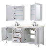Custom image for White with Matte Black Trim / Carrara Cultured Marble / Medicine Cabinets