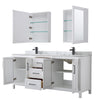 Custom image for White with Matte Black Trim / White Carrara Marble / Medicine Cabinets