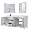 Custom image for White with Matte Black Trim / White Quartz / Medicine Cabinets