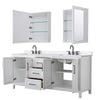 Custom image for White with Matte Black Trim / White Quartz / Medicine Cabinets