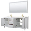 Custom image for White with Brushed Gold Trim / Carrara Cultured Marble / 70