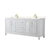 Custom image for White with Brushed Gold Trim / Carrara Cultured Marble / No Mirror