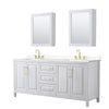 Custom image for White with Brushed Gold Trim / Carrara Cultured Marble / Medicine Cabinets