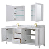 Custom image for White with Brushed Gold Trim / White Carrara Marble / Medicine Cabinets