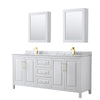 Custom image for White with Brushed Gold Trim / White Carrara Marble / Medicine Cabinets
