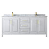 Custom image for White with Brushed Gold Trim / White Carrara Marble / No Mirror