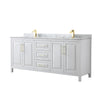 Custom image for White with Brushed Gold Trim / White Carrara Marble / No Mirror