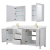 Custom image for White with Brushed Gold Trim / Giotto Quartz / Medicine Cabinets
