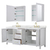 Custom image for White with Brushed Gold Trim / Giotto Quartz / Medicine Cabinets