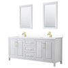 Custom image for White with Brushed Gold Trim / White Cultured Marble / 24