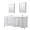 Custom image for White with Brushed Gold Trim / White Cultured Marble / Medicine Cabinets