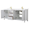 Custom image for White with Brushed Gold Trim / White Cultured Marble / No Mirror