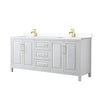 Custom image for White with Brushed Gold Trim / White Cultured Marble / No Mirror