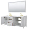 Custom image for White with Brushed Gold Trim / White Cultured Marble / 70