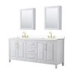Custom image for White with Brushed Gold Trim / White Cultured Marble / Medicine Cabinets