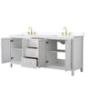 Custom image for White with Brushed Gold Trim / White Cultured Marble / No Mirror