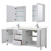 Custom image for White with Polished Chrome Trim / Carrara Cultured Marble / Medicine Cabinets