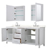 Custom image for White with Polished Chrome Trim / Carrara Cultured Marble / Medicine Cabinets