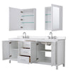 Custom image for White with Polished Chrome Trim / White Quartz / Medicine Cabinets