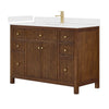 Custom image for Dark Walnut with Brushed Gold Trim / White Cultured Marble / No Mirror