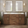 Custom image for Dark Oak with Brushed Gold Trim / White Quartz / No Mirror