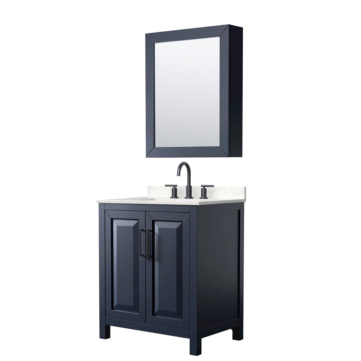 Daria Bathroom Vanity with Countertop 30 inch Single Sink 3-hole Faucet Setup