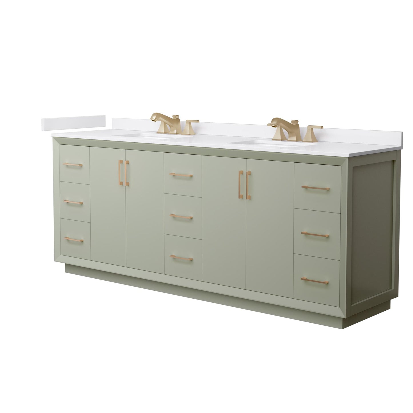Strada Bathroom Vanity with Countertop 84 inch Double Sink 3-hole Faucet Setup