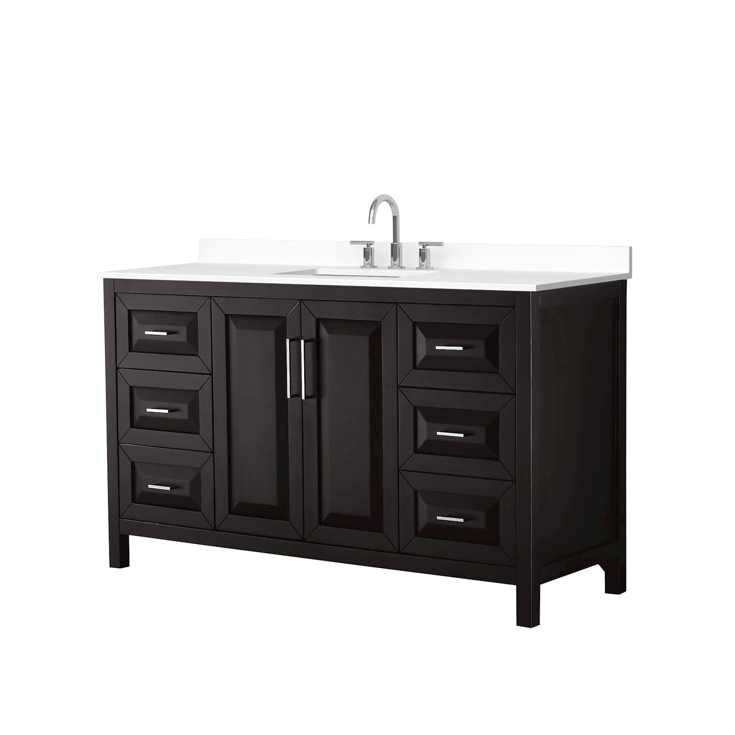 Daria Bathroom Vanity with Countertop 60 inch Single Sink 3-hole Faucet Setup